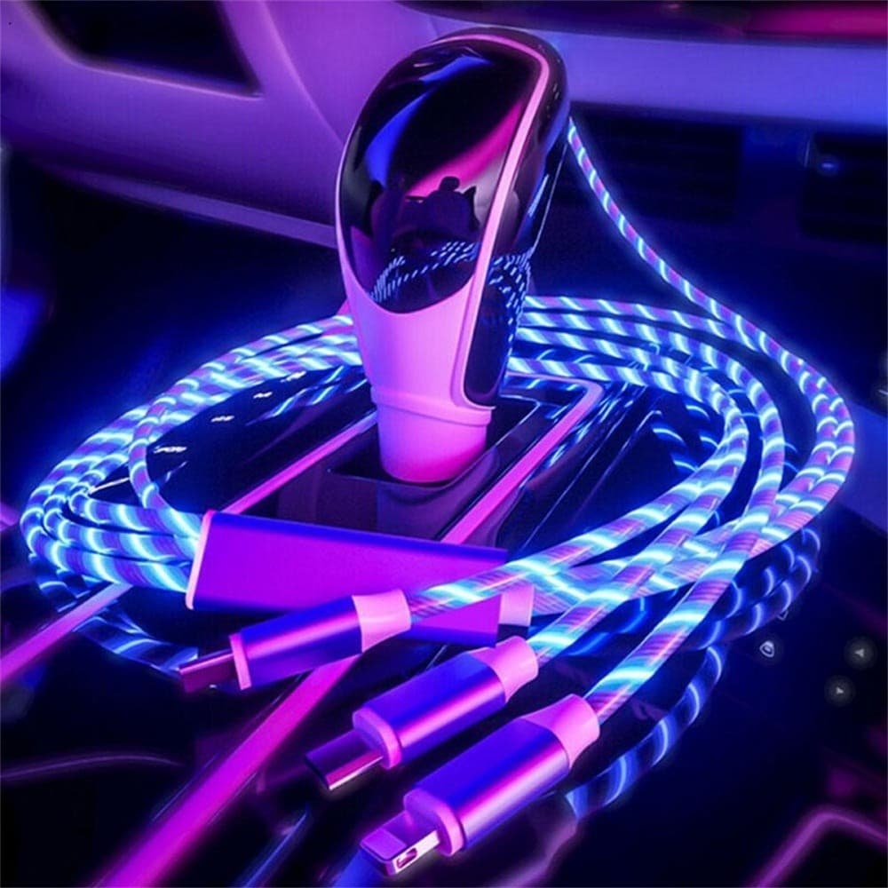 120W 5A Micro USB/Tipo C/iCelular Cabo De Carregamento Rápido Streamer Light Com Fluindo LEDAndroid Mobile Celular