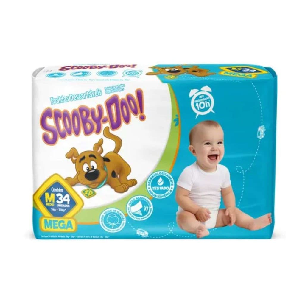 Fralda Descartável Scooby Doo Baby Hiper - M Com 70 Unidades