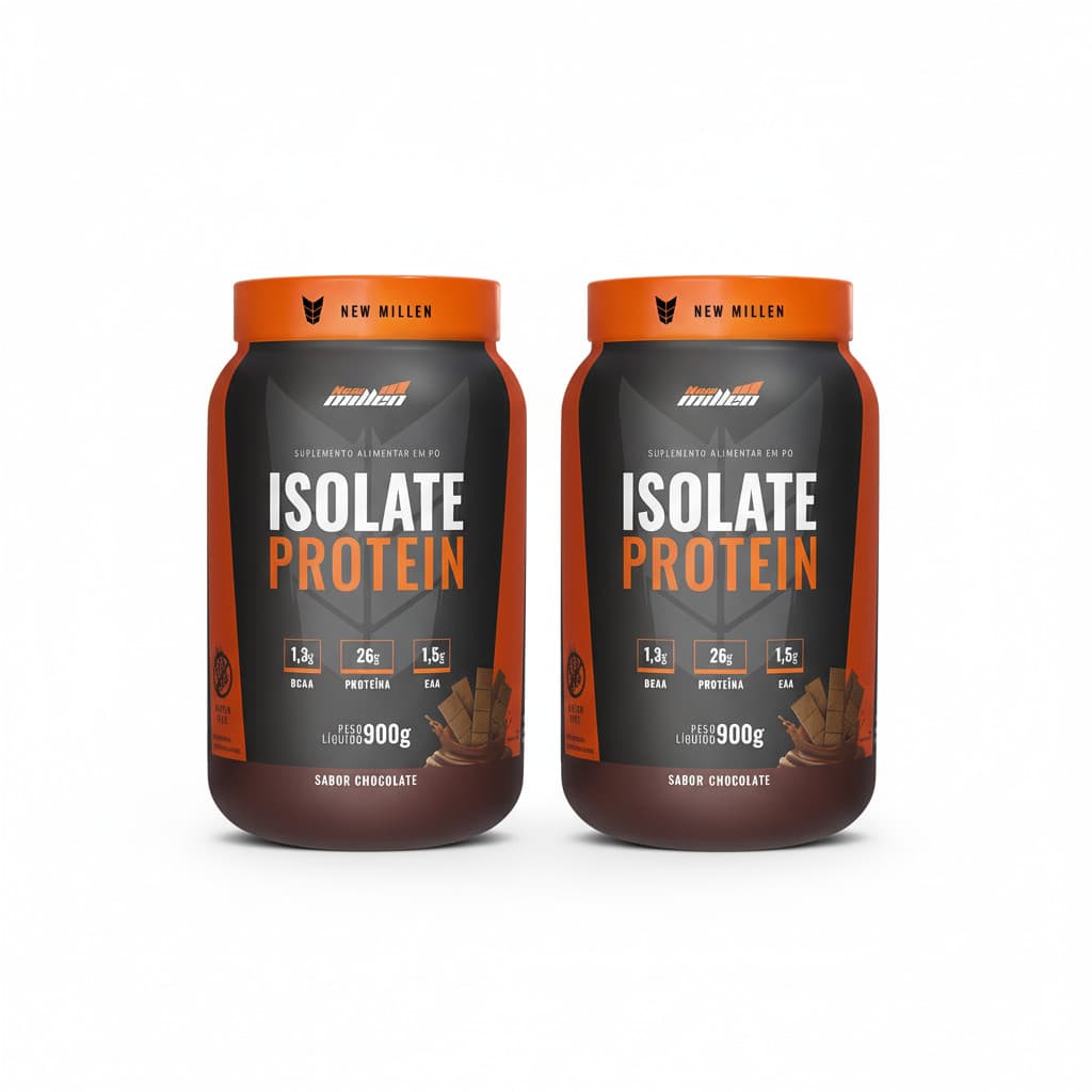 KIT 2 WHEY ISOLADO PROTEIN CHOCOLATE 900G POTE 26G PROTEINA
