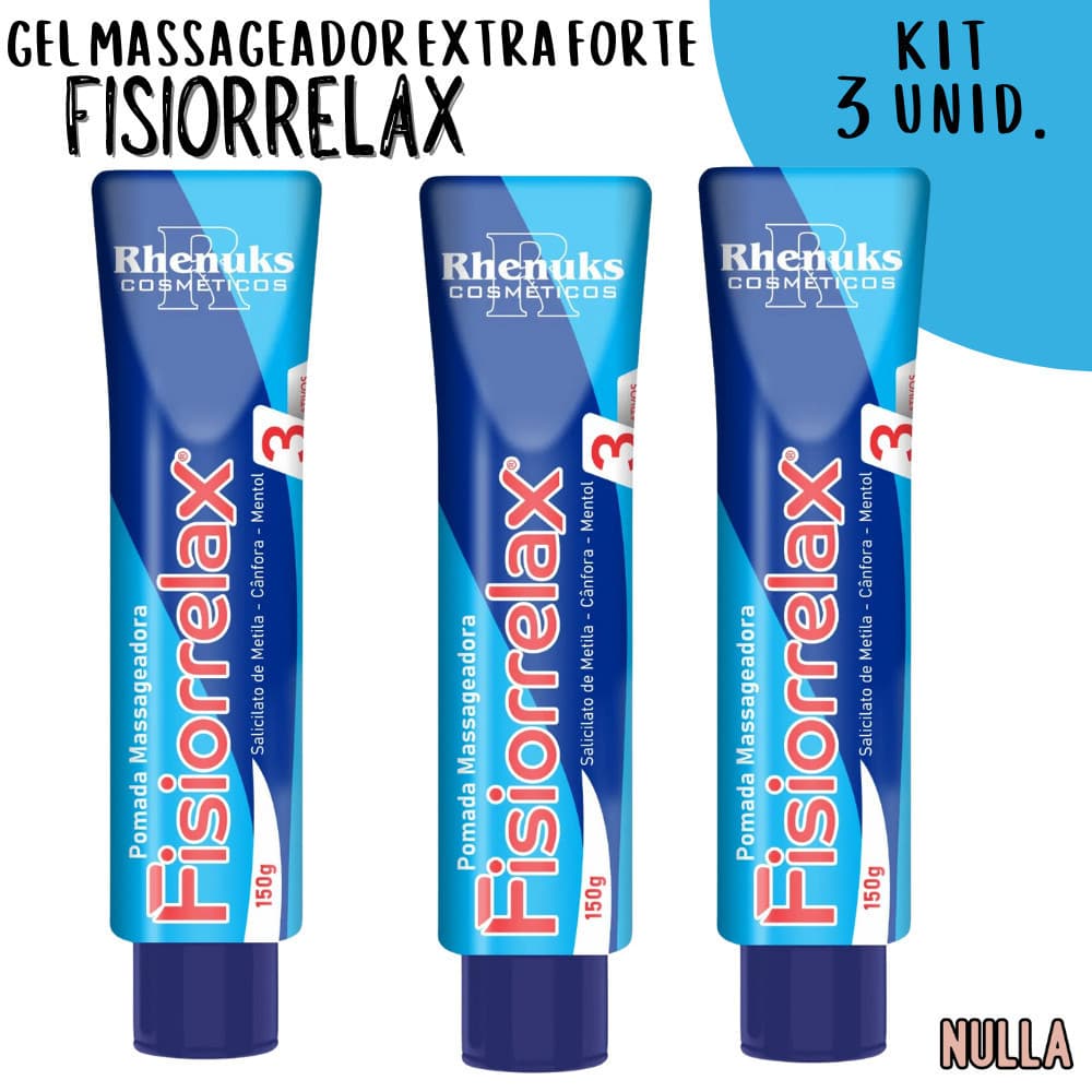 Kit c/ 3 unid. FISIORRELAX pomada massageadora  Rhenuks 150 g cada
