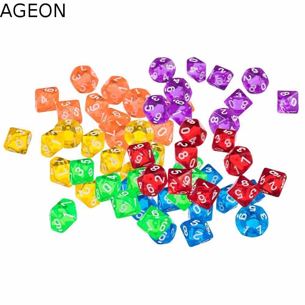 AGEON 10Pcs Dados Duráveis 10Pcs Jogos De Tabuleiro Para Festa Em Família De Jogo Com Números De 10 Lados