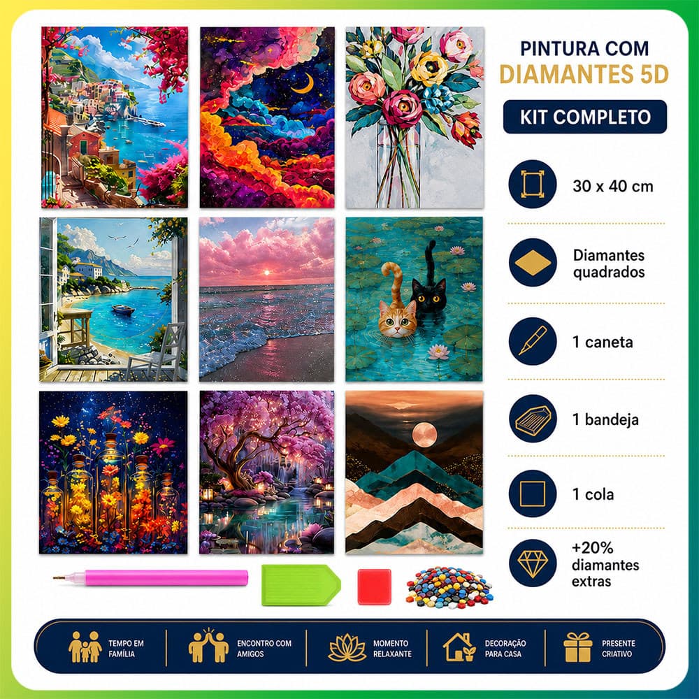 30x40cm Diamante Quadrado 5D Pintura Diamante DIY Artesanal Diamante Arte Pintura Decoração de Parede Artesanato