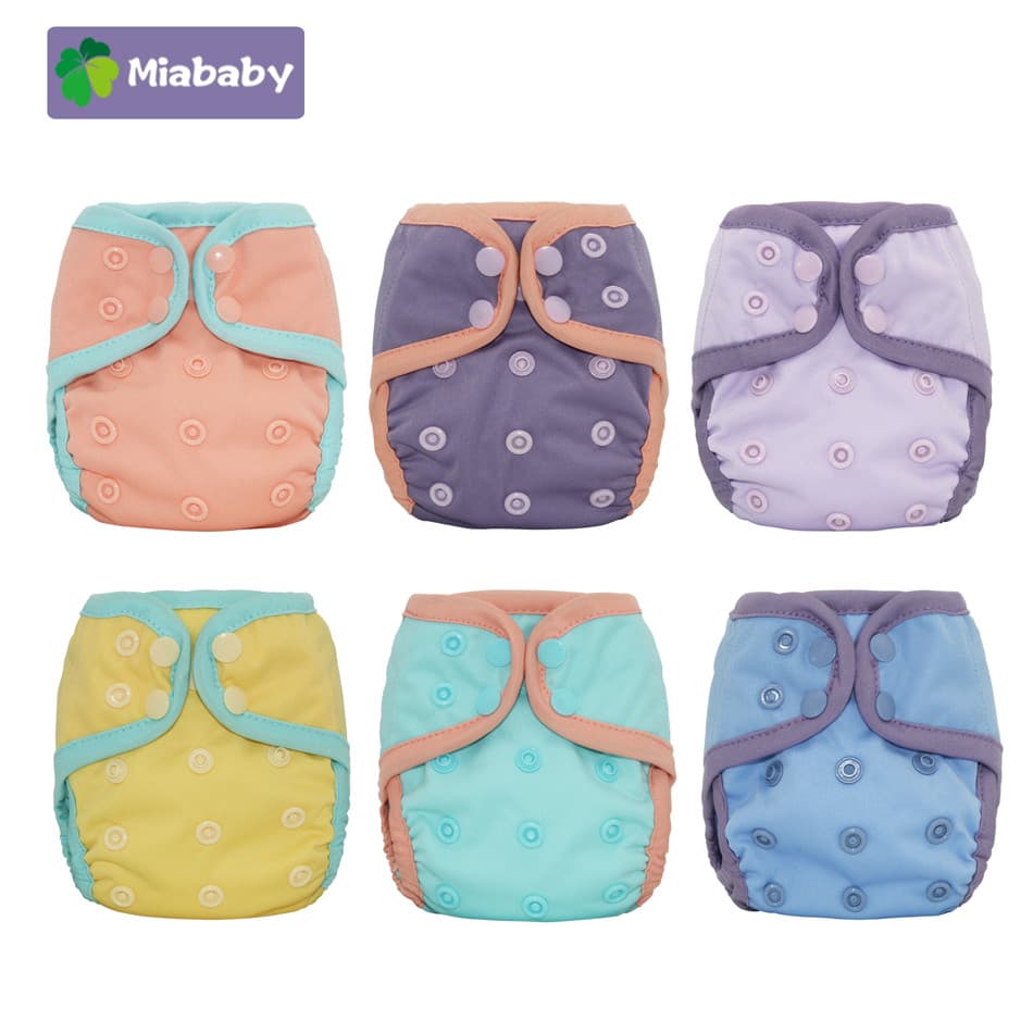 Conjunto de cor lisa para recém-nascidos, fralda de pano para bebê, capa de fralda à prova d'água, à prova de vazamento,