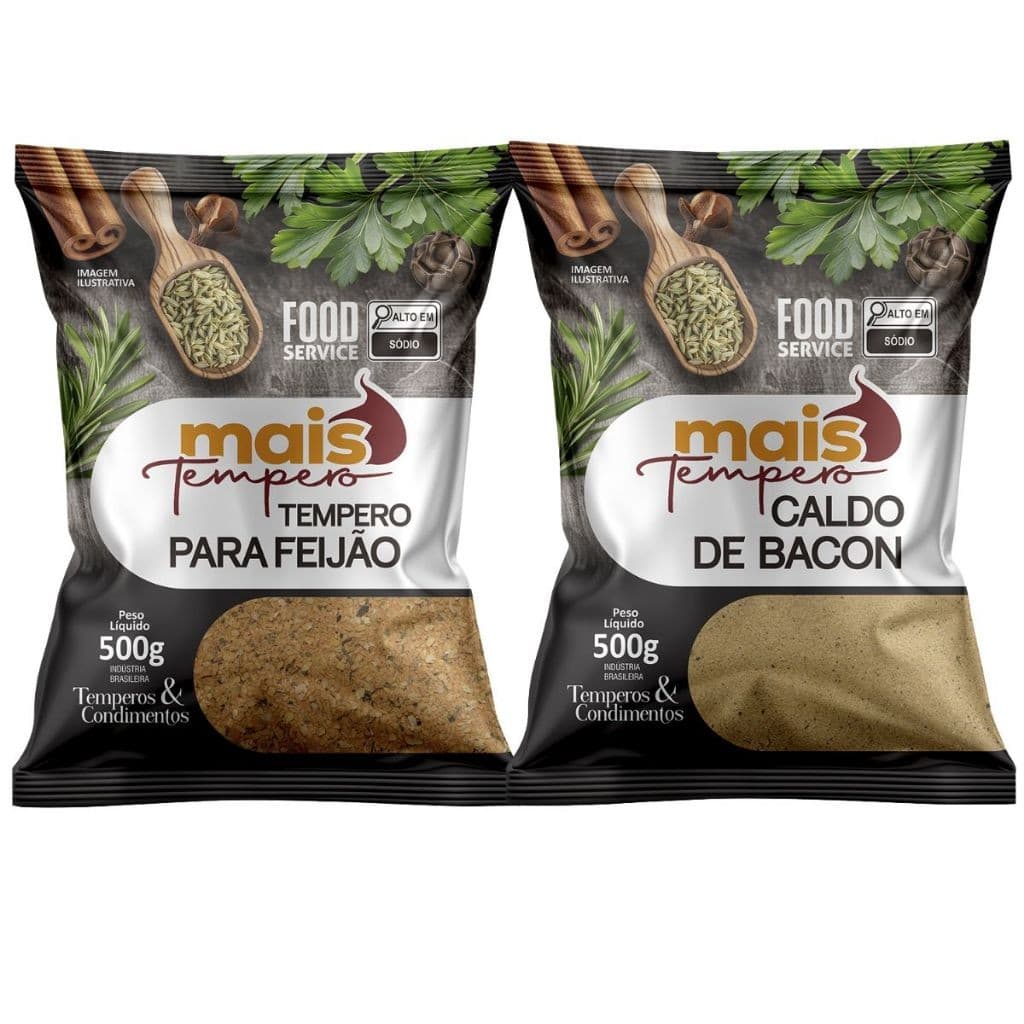Tempero Para Feijão + Caldo De Bacon 500g Cada Combo Perfeito Mais Tempero Real Sabor  - MAIS TEMPERO OFICIAL