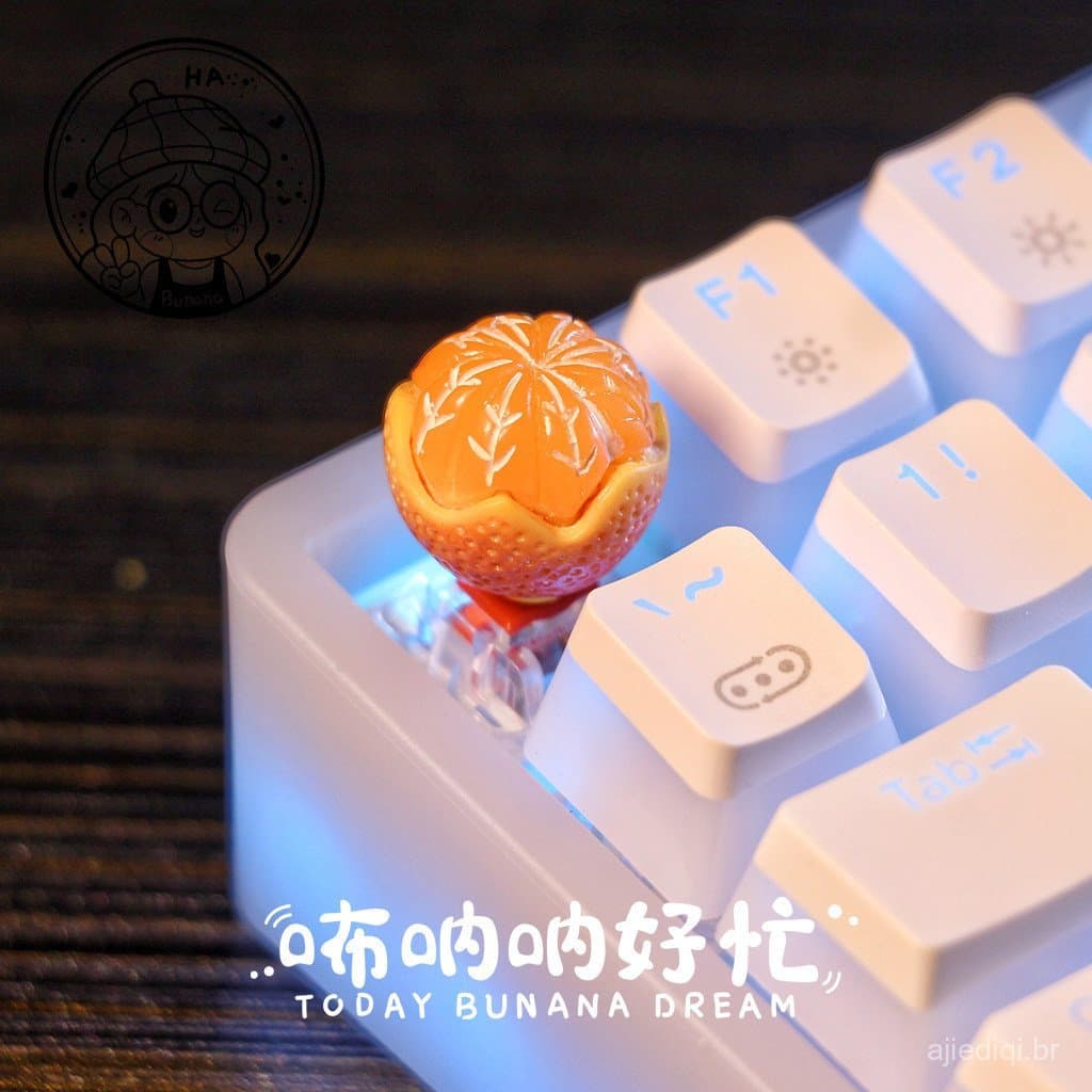 Teclado Mecânico 3D Único para Casal com Teclas Laranja para Aniversário, Teclado Mecânico Universal com Teclas em Forma