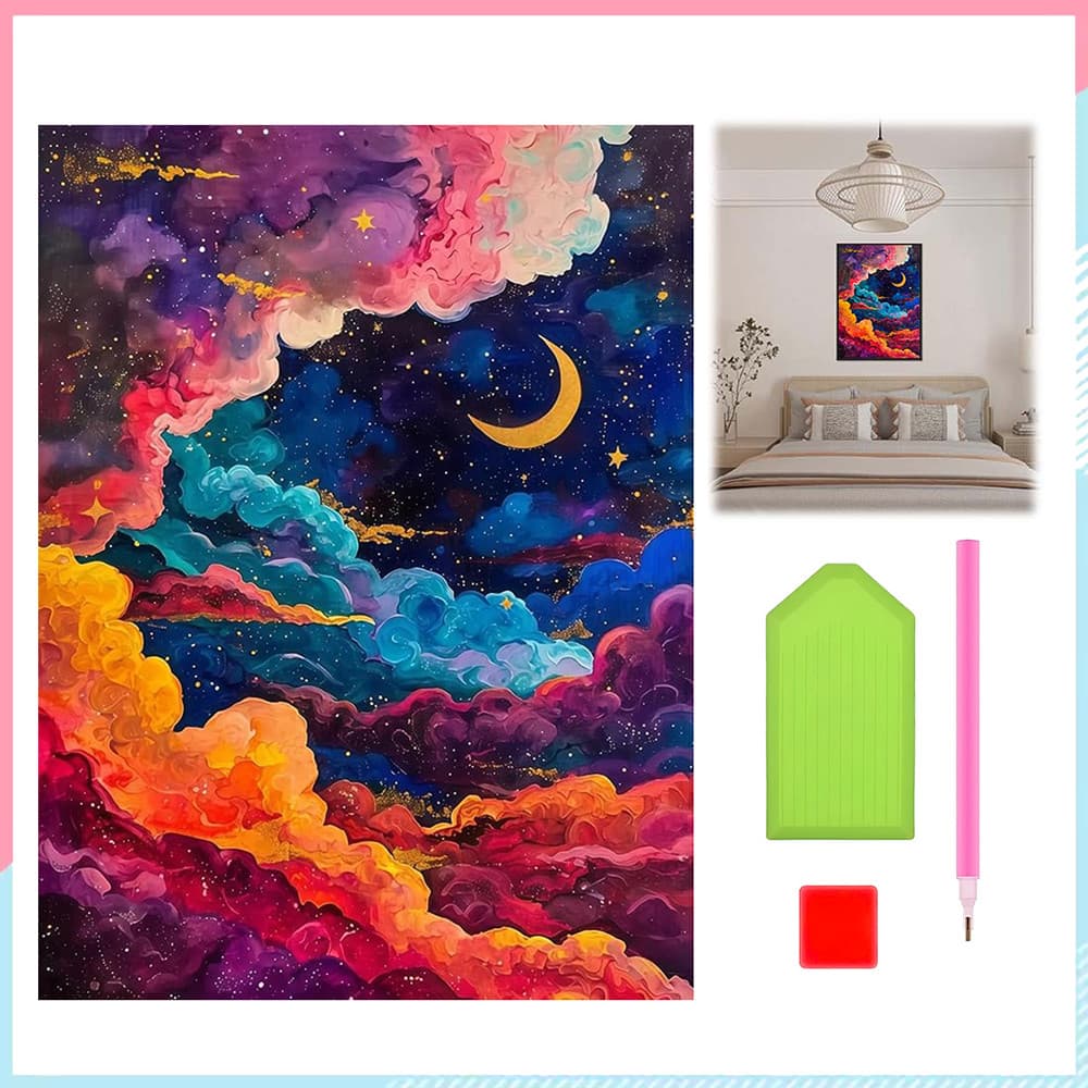 30 x 40 cm, Conjunto de pintura diamante 5D para adultas Mar de nuvens Pintura artística com diamante quadrados