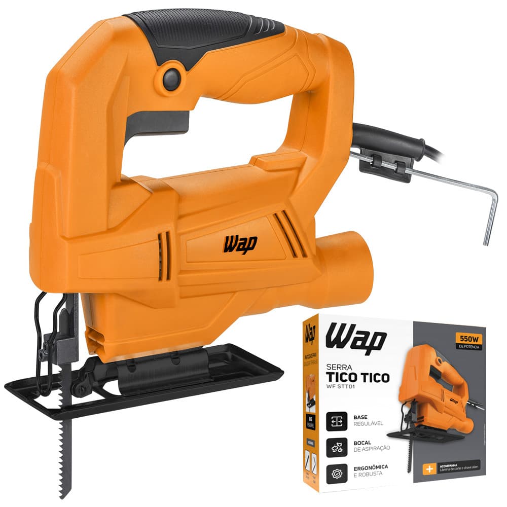 Serra Tico Tico Com Base Regulável Potência 550W Para Corta Madeira Plástico e Aço WF STT01 Wap