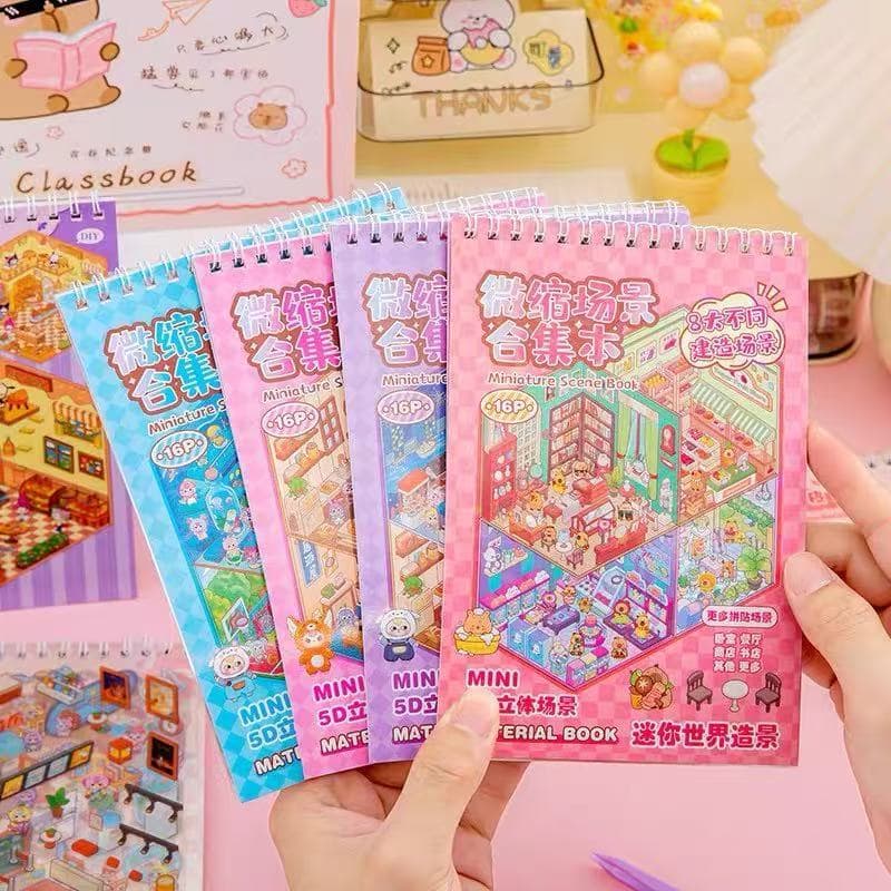Livro Adesivo 3D Paisagem Capivara Coleção de Cenas em um Brinquedo Infantil Meninas DIY Casa Pequena Livro de Adesivos
