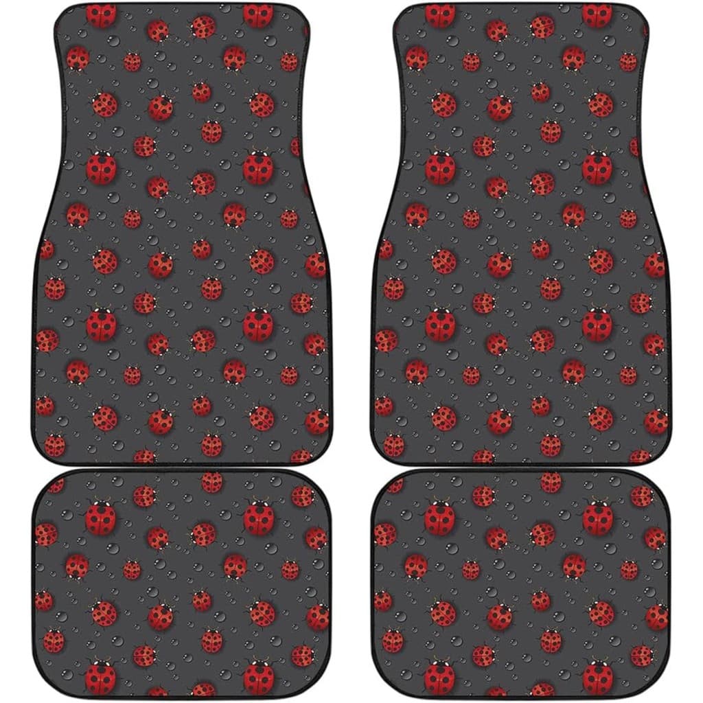 Conjunto de tapete para pés de carro estampado joaninha (linha traseira dianteira)| Peças automotivas com Design de inse