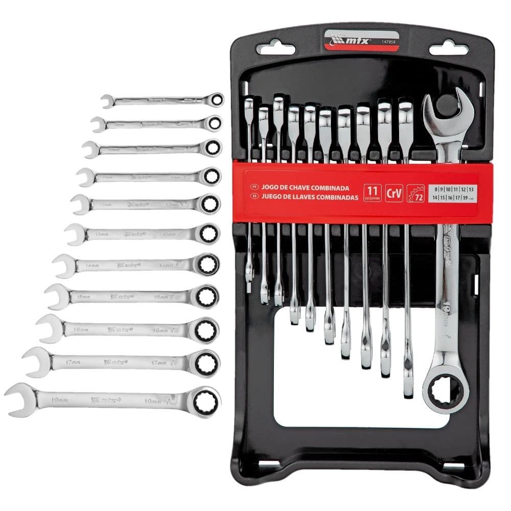 Jogo de Chave Combinada c/ Catraca 8 x 19mm c/ 11 Peças MTX 147959