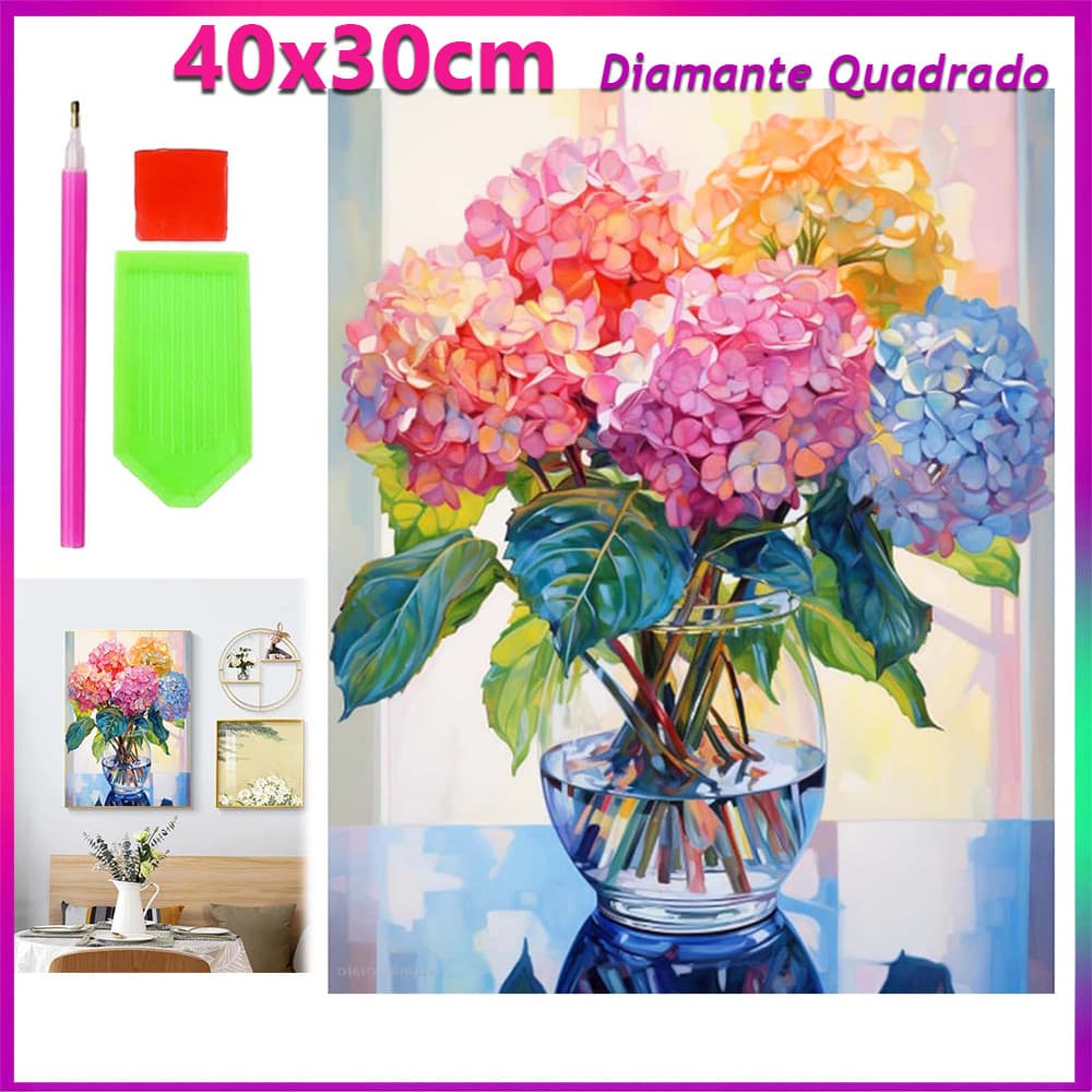 40x30cm Hortênsia pintura de diamante pintura de diamante 5D decoração de parede doméstica de arte Diamante quadrado