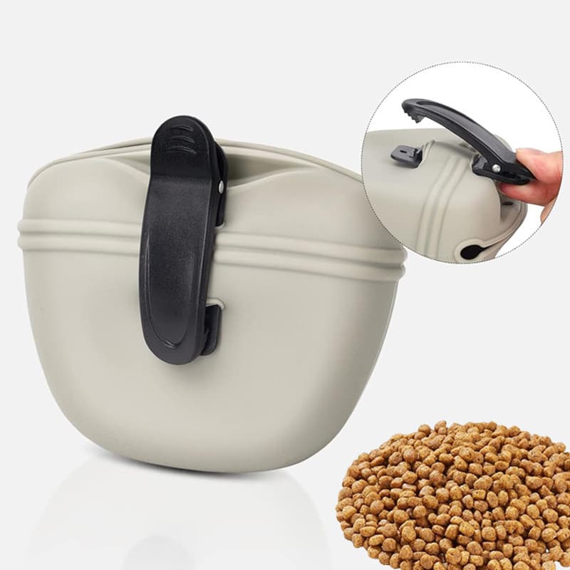 Bolsa de silicone para ração de cachorro, bolsa de cintura portátil para treinamento de cães, bolsa de treinamento
