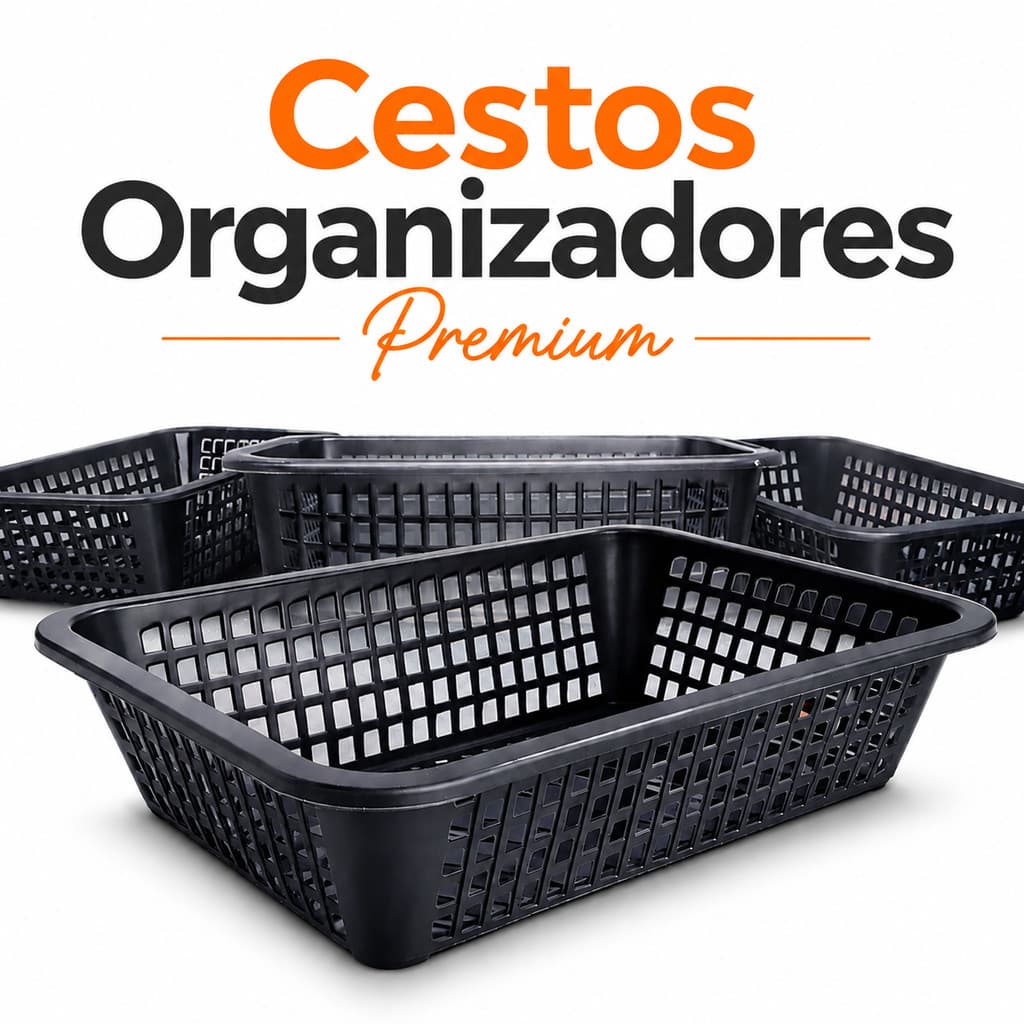 Cestos Organizadores Premium Preto Multiuso Plástico Resistente Gaveta Armário Cozinha Escritório