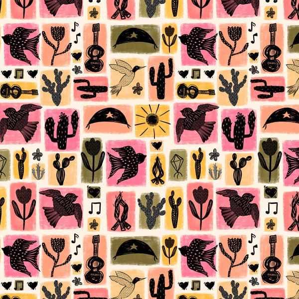 Tecido Tricoline Estampado Flores Sertão Nordestino DIY Corte Patchwork Costura Artesanato Ateliê '