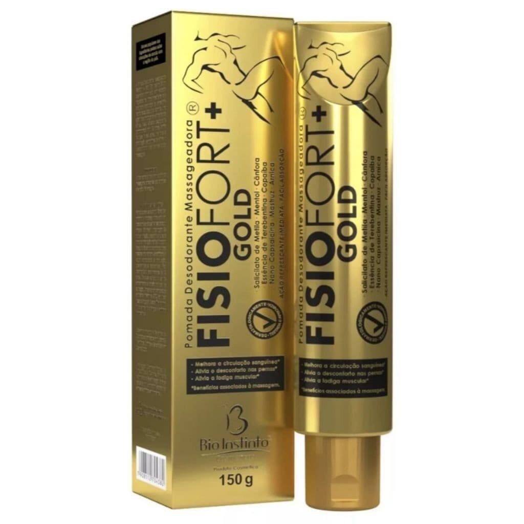 Fisiofort Gold Dourada – Pomada Massageadora para Alívio de Dor Muscular e Pós-Treino