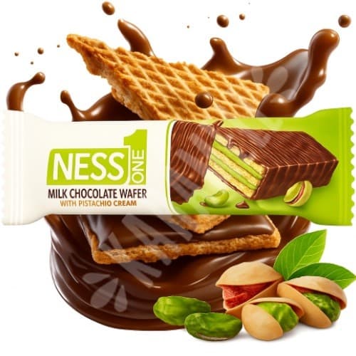 Chocolate Ness One Wafer Pistachio Cream - Importado Turquia