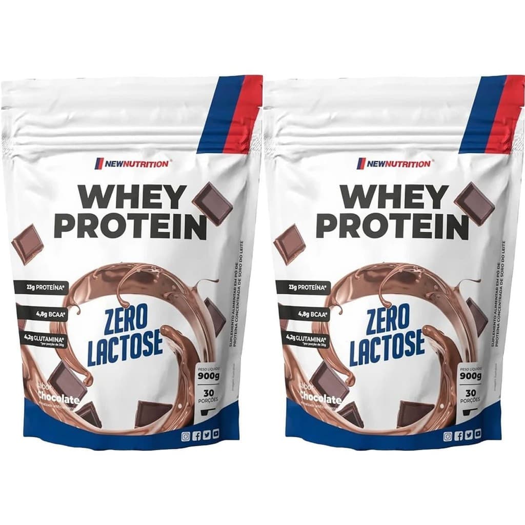 Kit 2X Whey Protein Zero Lactose - 900g Refil Chocolate - NewNutrition