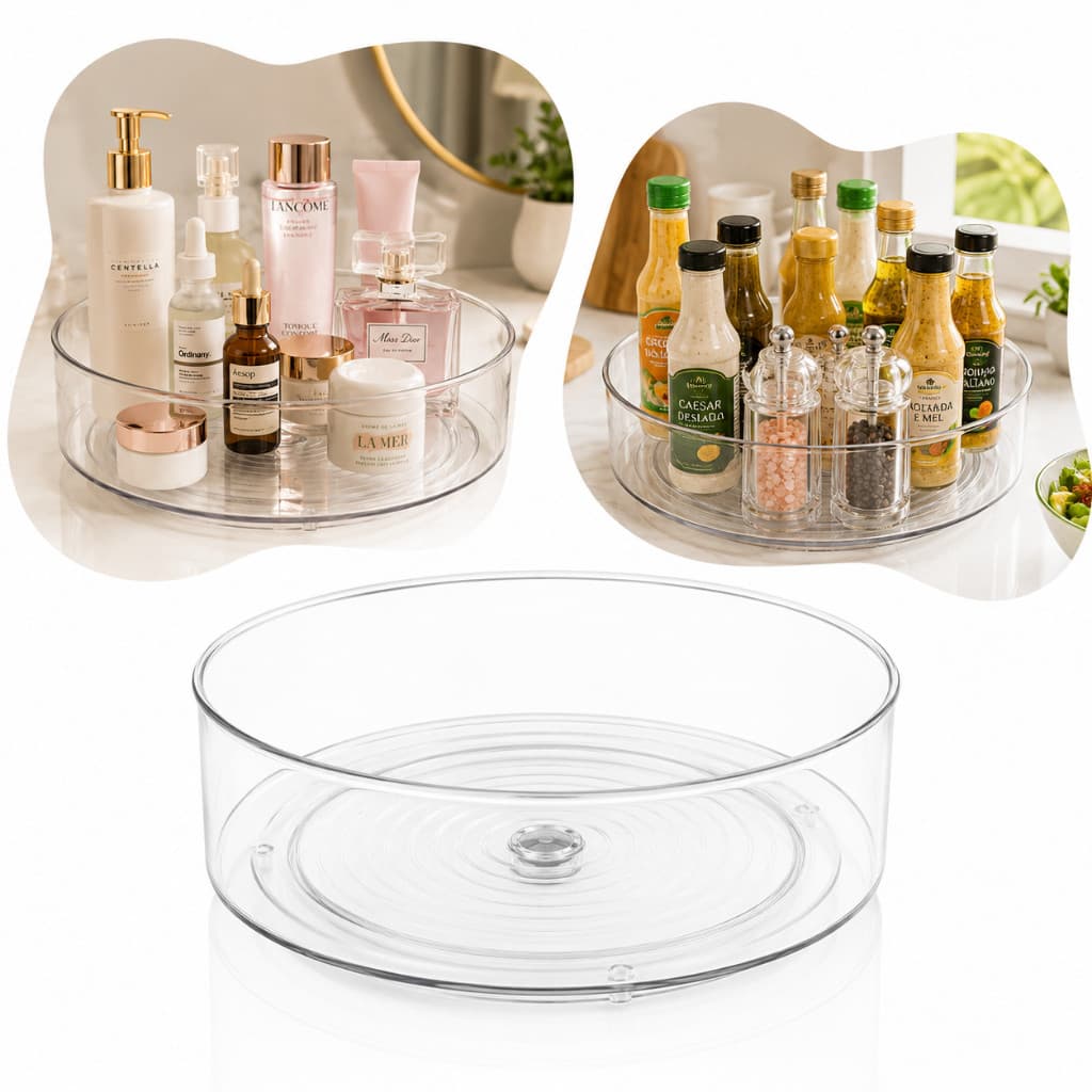 Organizador Giratório 360 Multiuso Para Cozinha Molhos Geladeira Armário Mesa Bar Restaurante Cosméticos Perfume