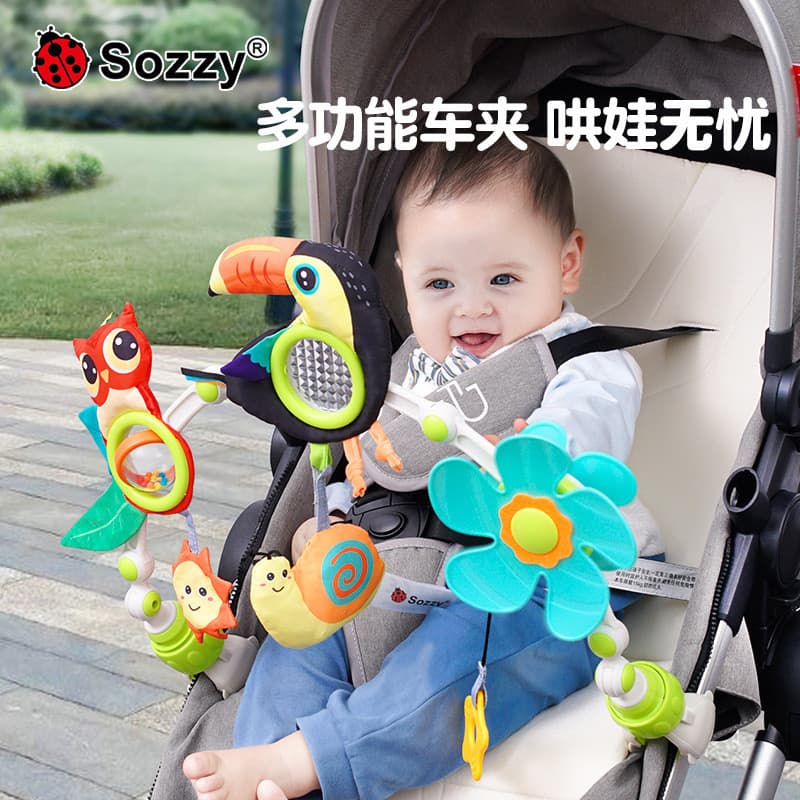 Sozzy Brinquedo Educacional para Bebês Recém-Nascidos, Penduricalho para Carrinho de Bebê, Clipe para Carrinho de Bebê, 