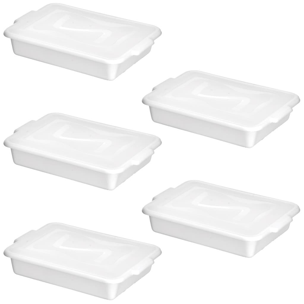 Kit 5 Bandeja Plasticas 8L Com Tampa Caixa Multiuso Para Açougue Alimentos Restaurente Organizadora