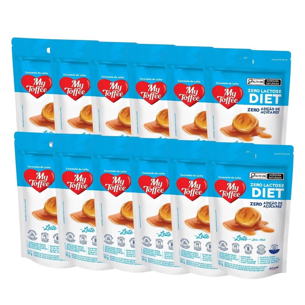 My Toffee Bala Leite Zero Lactose 12 Pacotes