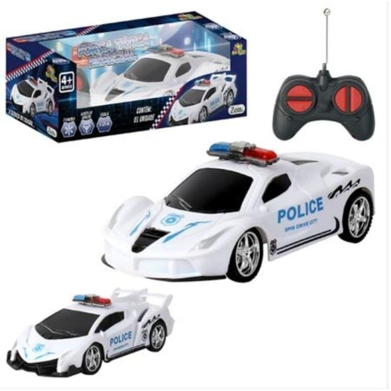 Carro de Controle Remoto - Polícia Carrinho Controle Remoto com 7 Funçoes - Carro