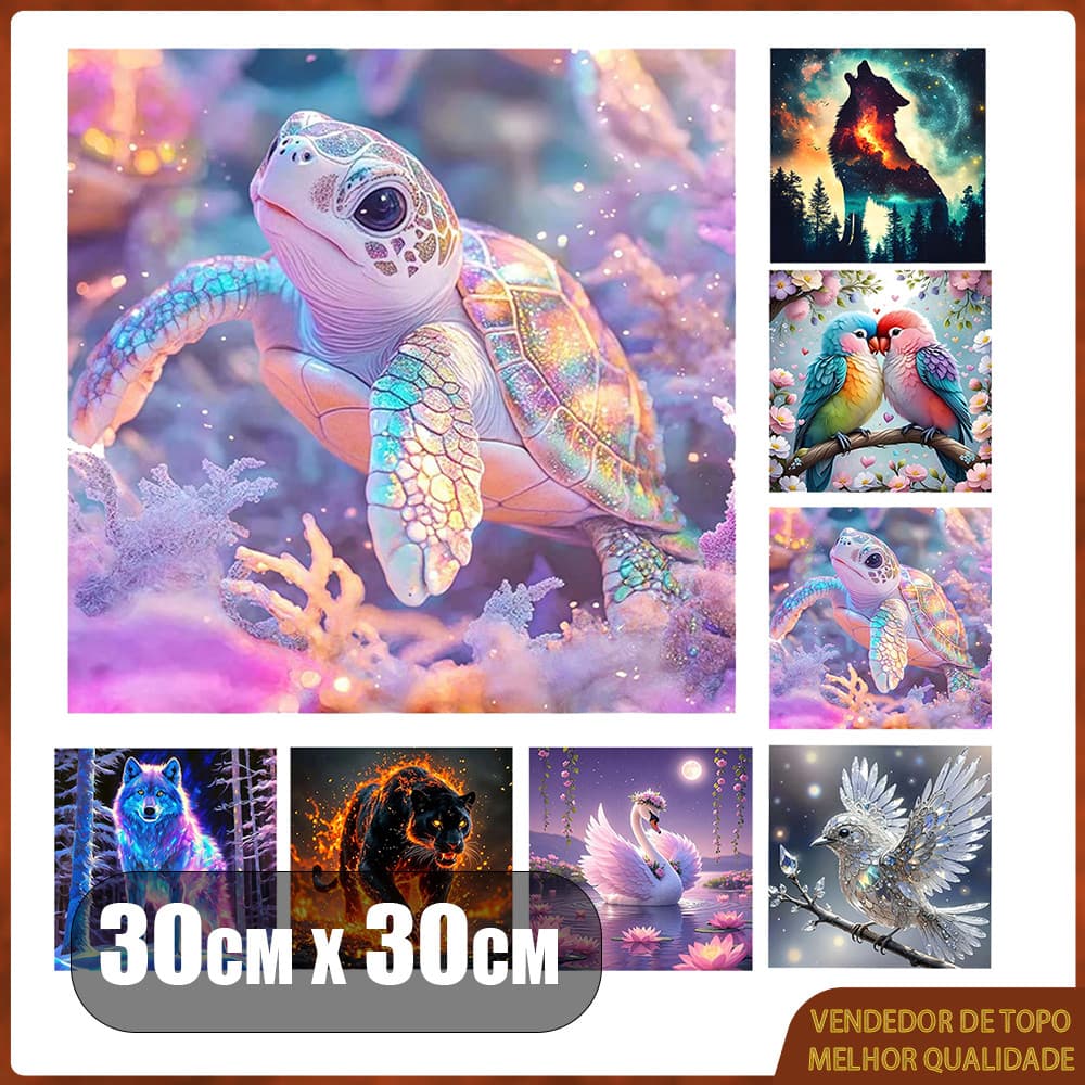 Kit de pintura com diamantes 5D Quadrado| Terapia artística | Relaxante, alivie o estresse,30x30cm,Série Animais