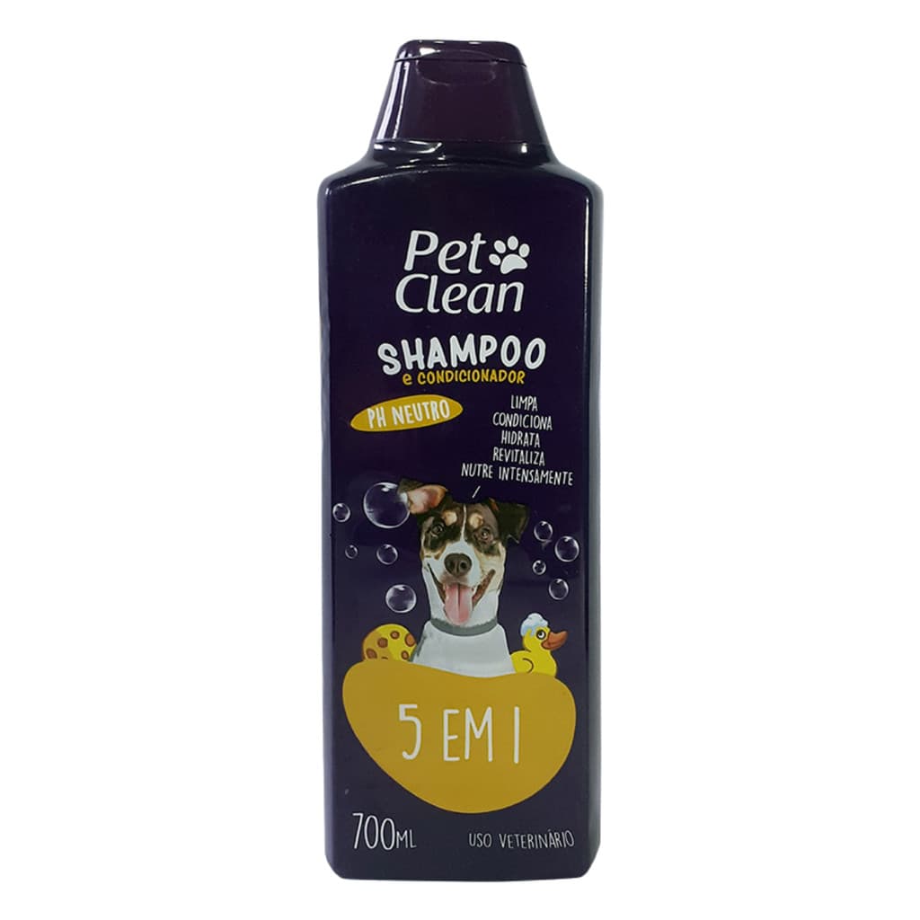 Shampoo para Cães e Gatos Pet Clean 5 em 1 700ml Multifuncional com Hidratação e Brilho