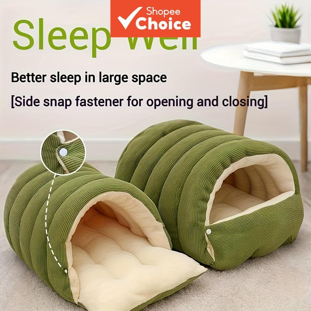 Cama Quente Para Animais De Estimação , Casa De Campo Com Capuz Cães Pequenos , Gatos , Capa Lavável Removível , Confort