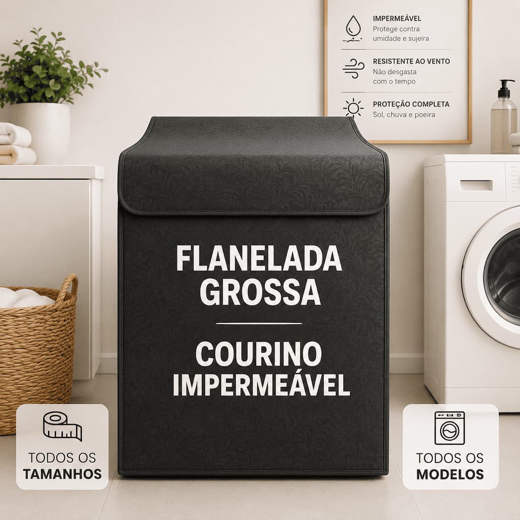 Capa Maquina de Lavar Electrolux Brastemp Consul 10 a 18kg Impermeavel Protecao Sol Chuva Poeira Resistente Universal