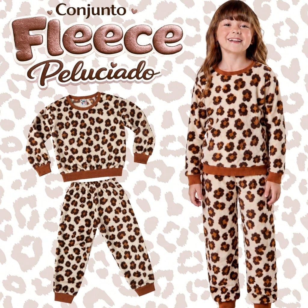 Conjunto Infantil Menina Fleece Peluciado – Ultra Macio Térmico  Super Quentinho- Moletom- Inverno
