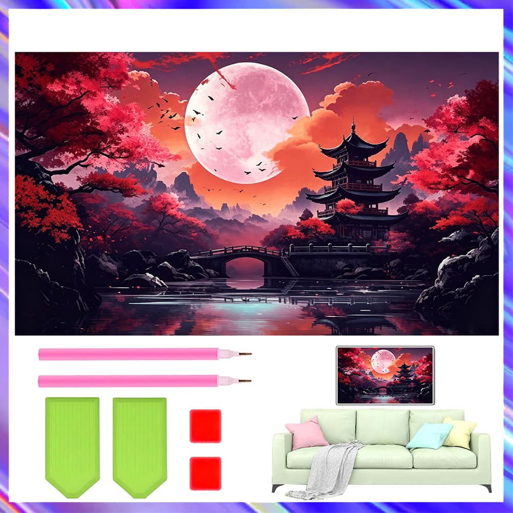 40 x 70 cm, Conjunto de 5D Lua de Sangue Diamante Arte Pintura DIY Diamante quadrados, pintura diamante 5D DIY