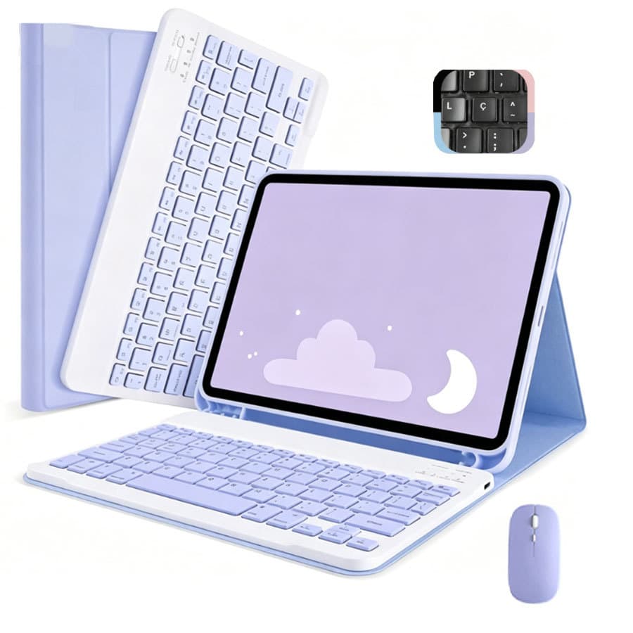 Capa Para Xiaomi Redmi Pad SE 11 polegadas 2023  /pad 2 11 polegadas 2025 Com Teclado Bluetooth Abnt2 e Mouse sem fio