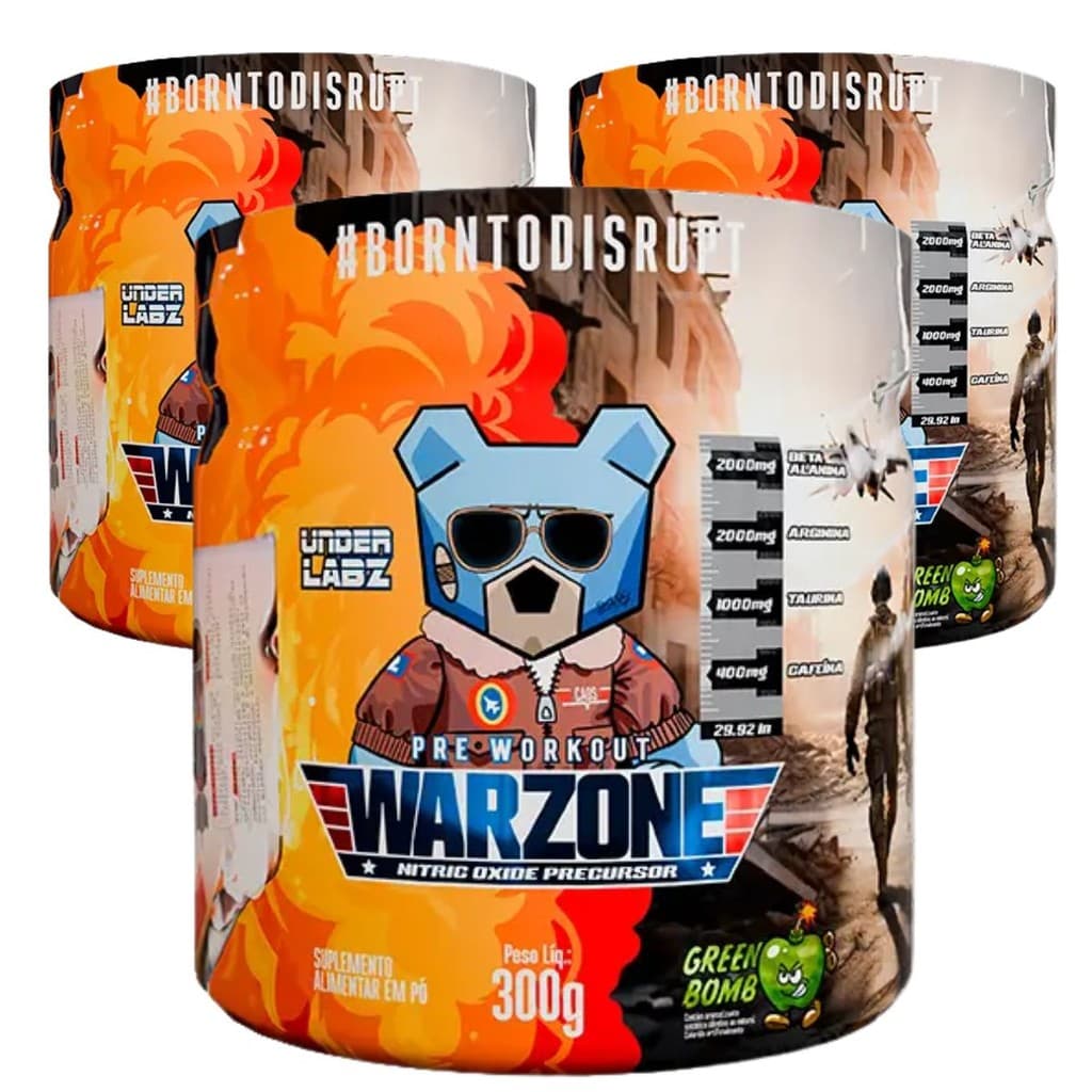 Combo 3 Pré-Treino Warzone Under Labz 300g Pump Matrix Energia Suplemento Alto Rendimento