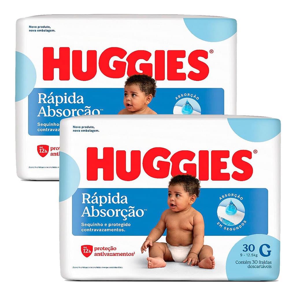 Kit 2 Fralda Infantil Huggies Meguinha Tamanho G 30 Und