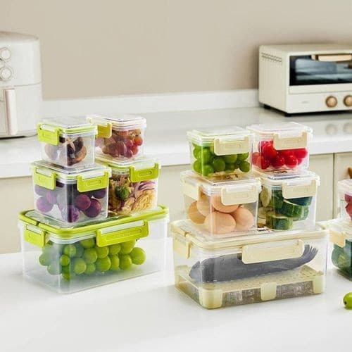 Conjunto 5 Potes Plastico Multiuso Organizador Cozinha Tampas Vedacao Cesto