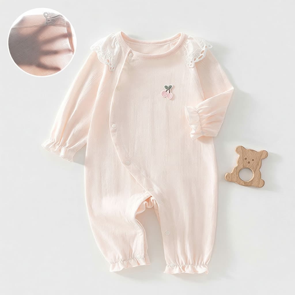 Macacão de bebê verão fino macacão bonito bebê menina macacão de manga comprida roupas para casa roupas de ar co