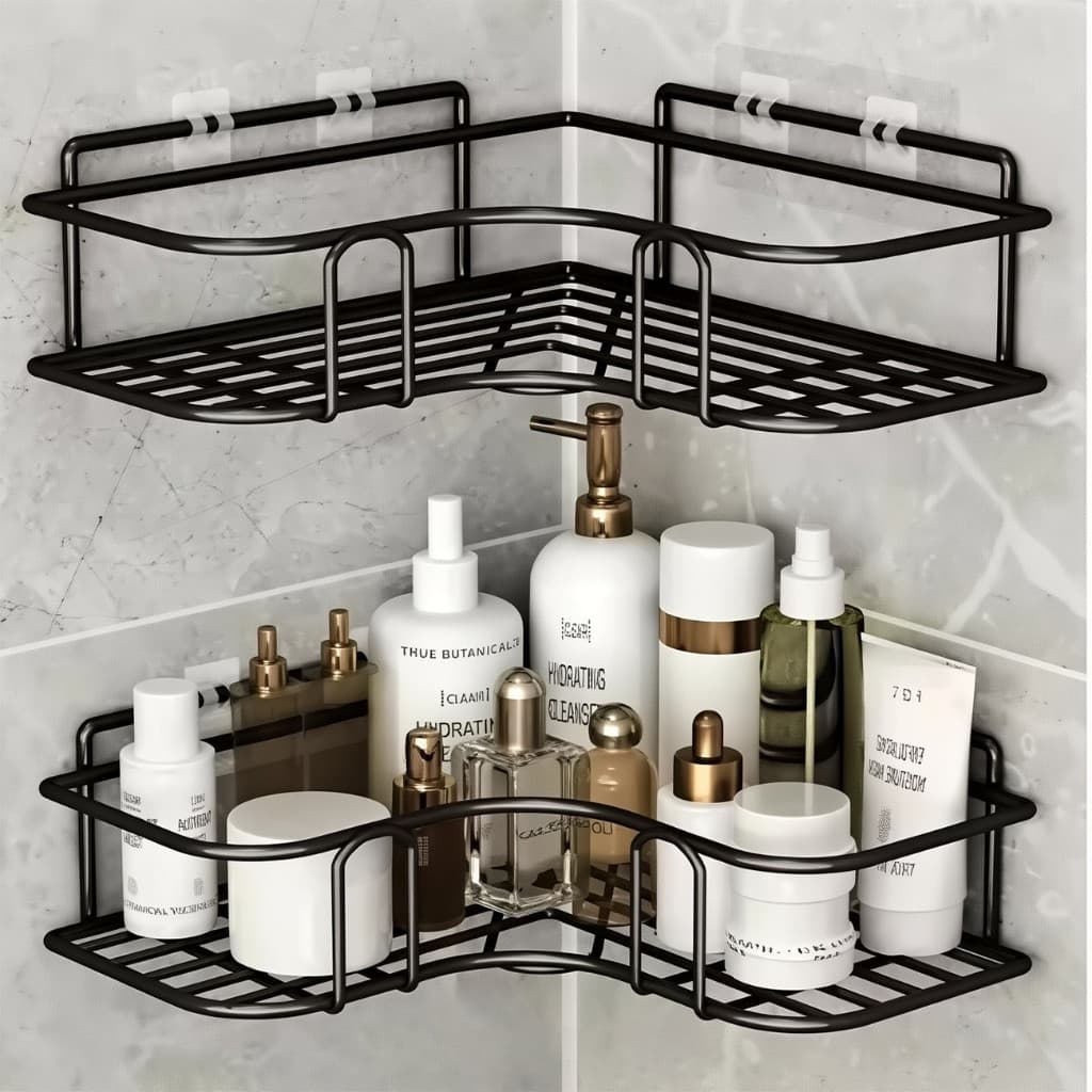 Suporte Organizador De Metal Parede Banheiro Cozinha Prateleira Porta Shampoo Resistente