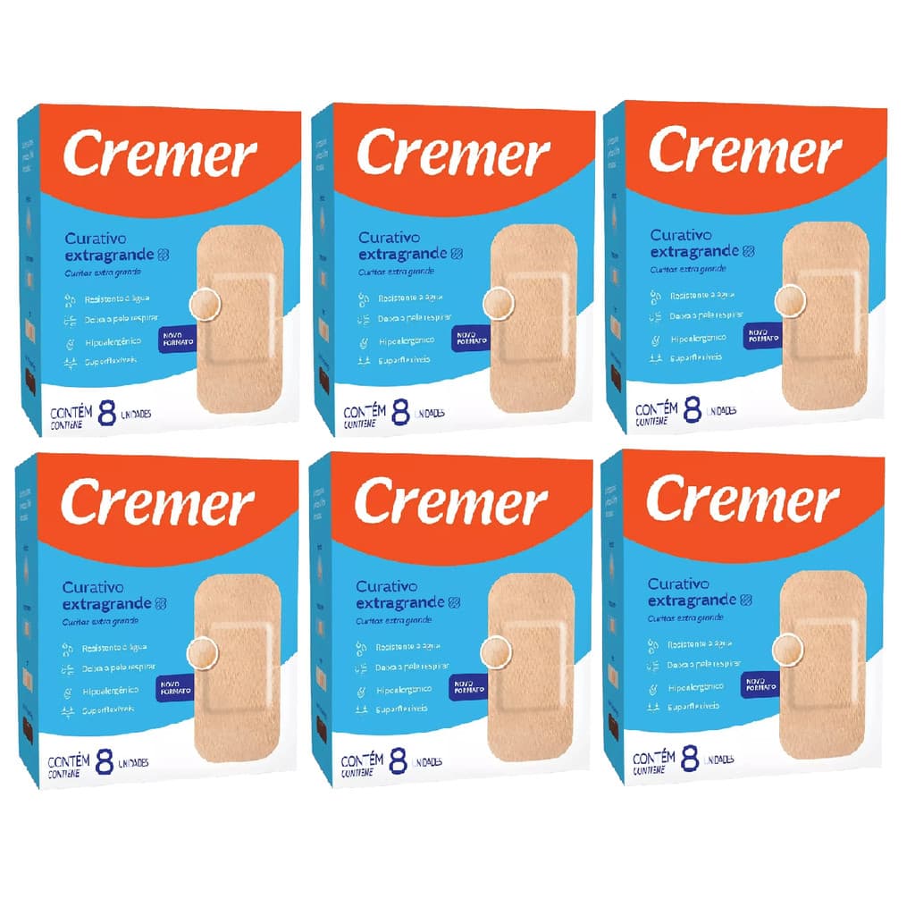 Kit 6x Curativo Transparente Extra Grande Bege C/8 Cremer