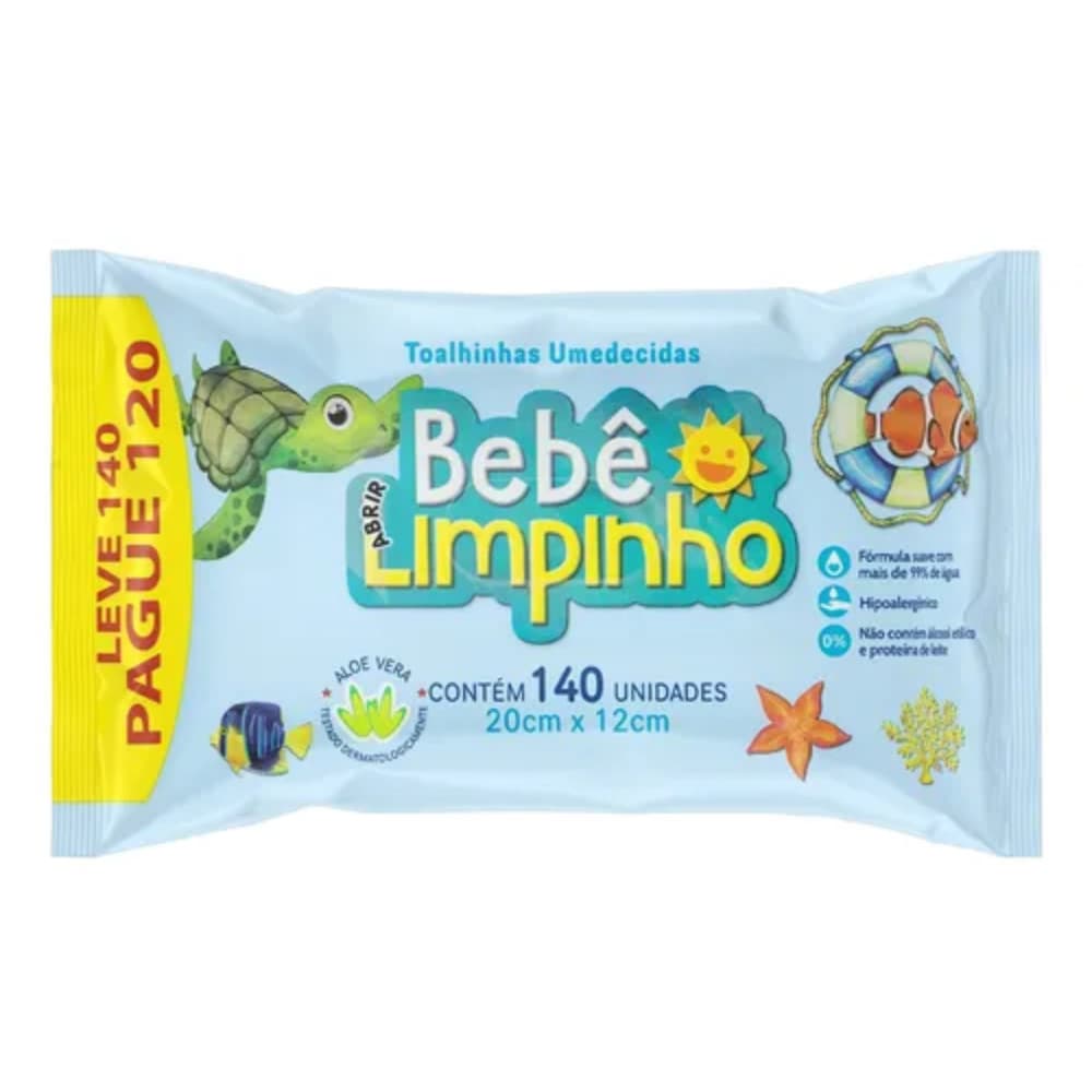 TOALHA UMEDECIDA BEBE LIMPINHO 140UN - CIMED