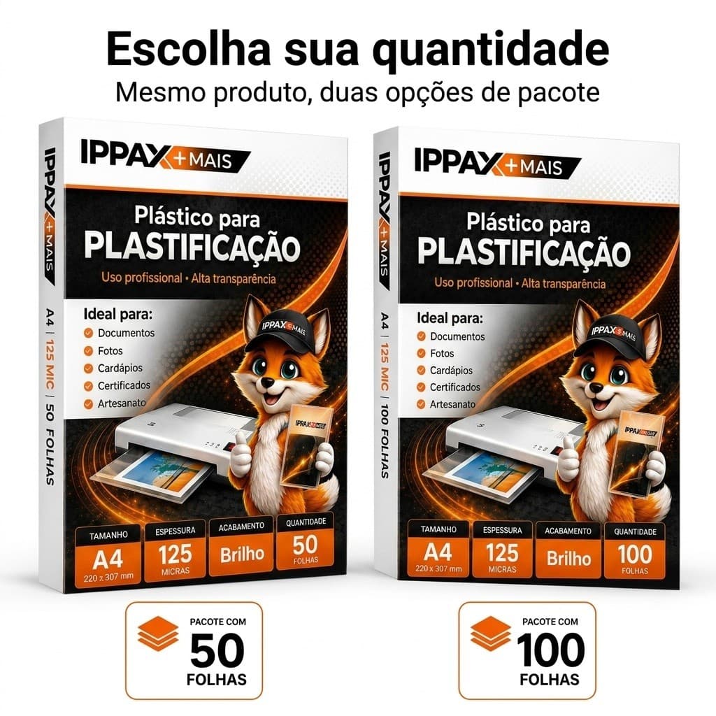Plástico Para Plastificação Polaseal A4 0,05 Pouch Film 125 Micras 50/100 Folhas 220x307