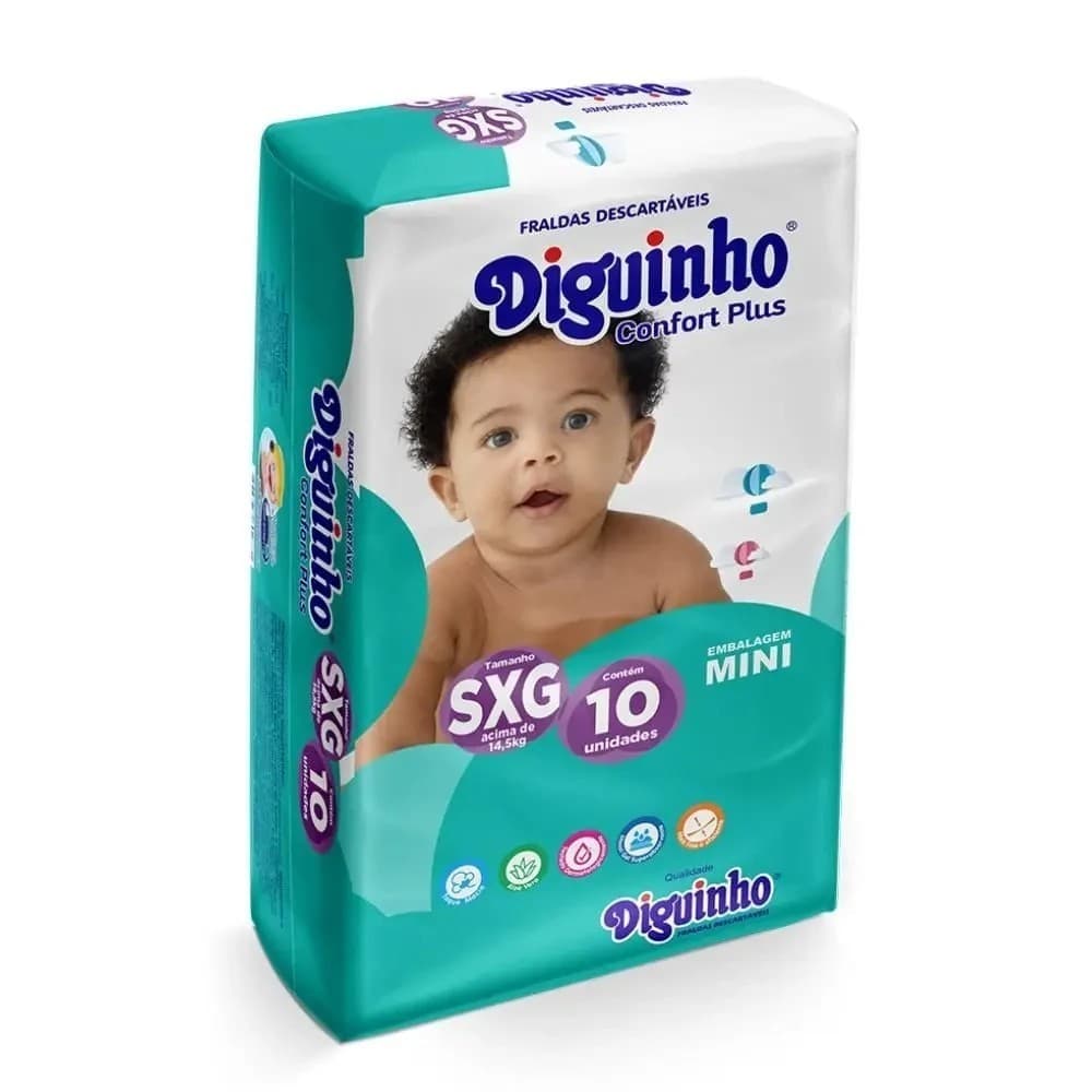 Fraldas Descartáveis Diguinho Toquinho De Gente Plus Tamanho Extra Grande SXG (XXG)