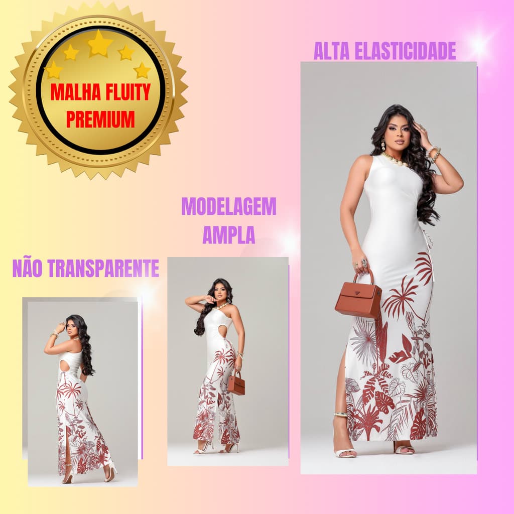 Vestido Sereia longo Malha Fluity Premium Versátil Elegante Atemporal Moda Estica Fashion Blogueira