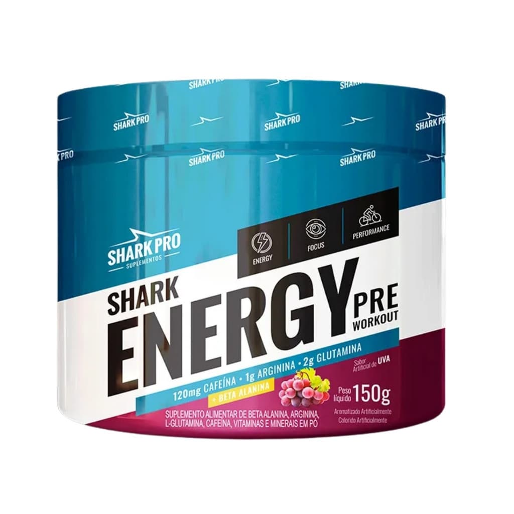 Pré Treino Shark Energy Pote 150g Sabor Uva Shark Pro