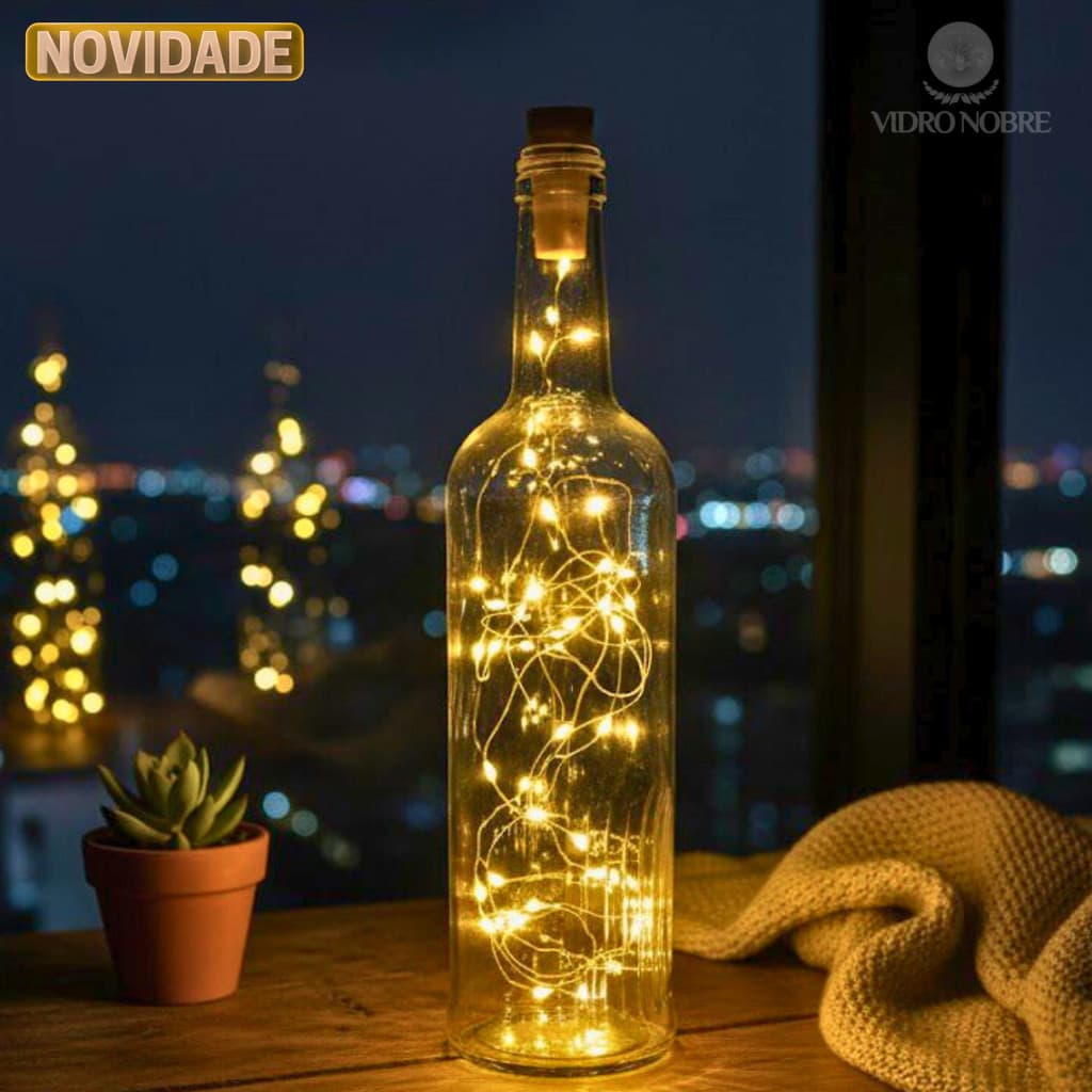 Luminária Garrafa Decorativa Fio Fada Rolha de Led Decoração Abajur Lembrancinha Casamento Festas