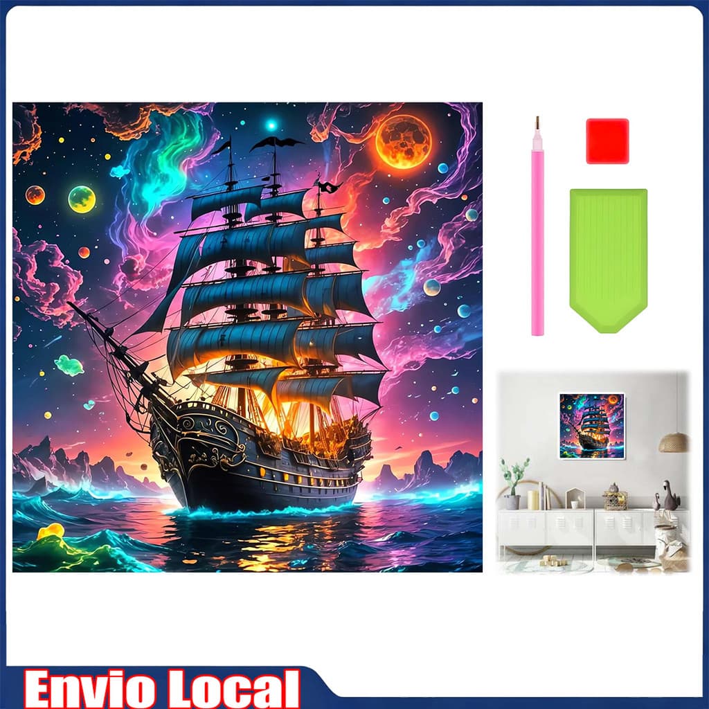 5D diamante pintura, 30x30cm diamante pintura, "Neon Estrela do Mar Navio" diamante de pintura