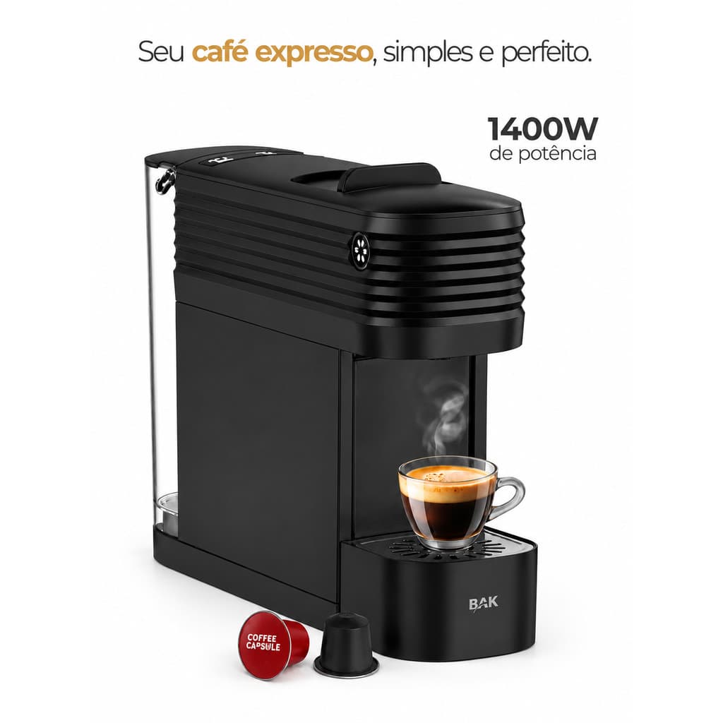 Máquina De Café Expresso Automática Bak BK-CAFE06 Cafeteira De Capsula Elétrica 127v Potente