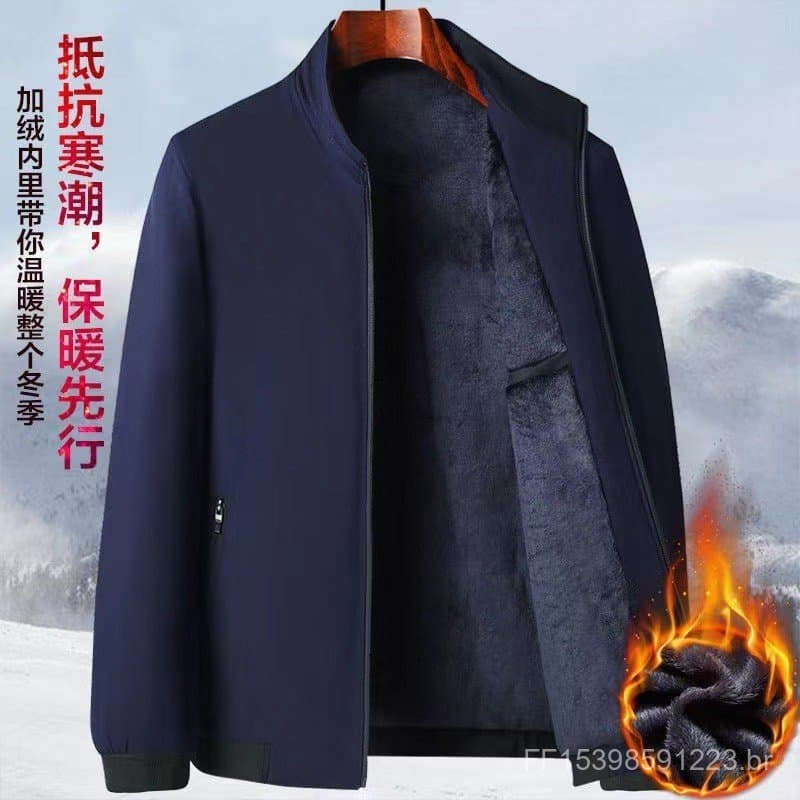 Pai jaqueta de inverno forro de lã engrossado jaqueta de idosos de meia-idade masculina quente outono inverno vovô roupa