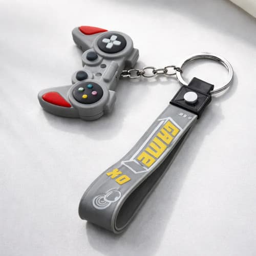 Chaveiro Gamer Joystick De Videogame Controle Cinza Cinza Cinza