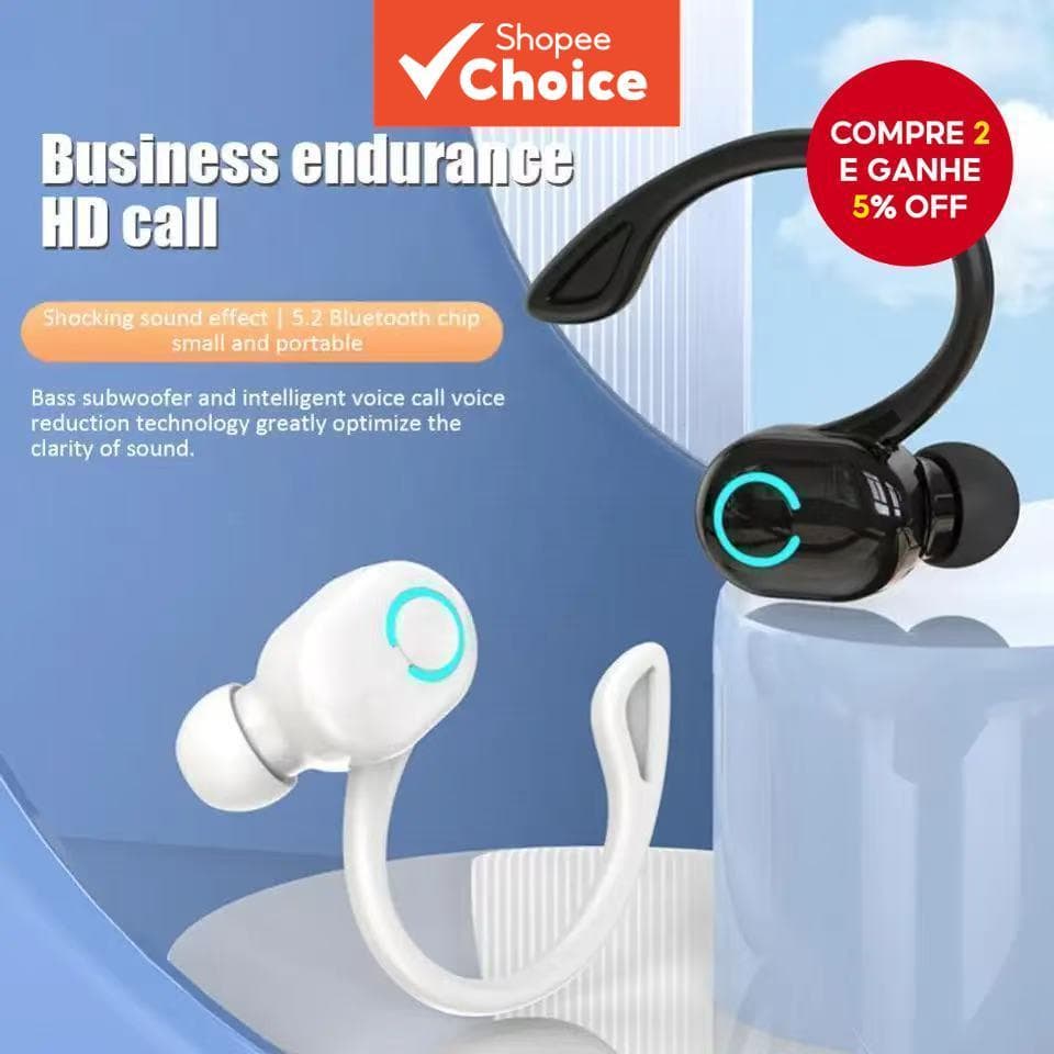  Fones de Ouvido W6 [2 unidades preto] Fones de ouvido Bluetooth sem fio de ouvido único, fones de ouvido de negócios